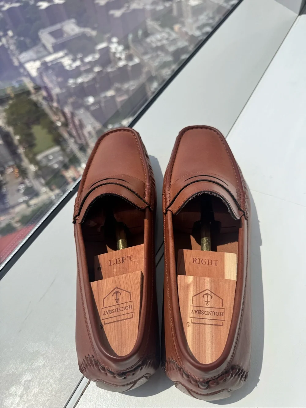 Tommy Hilfiger Cognac Leather Slip-On Driving Loafers